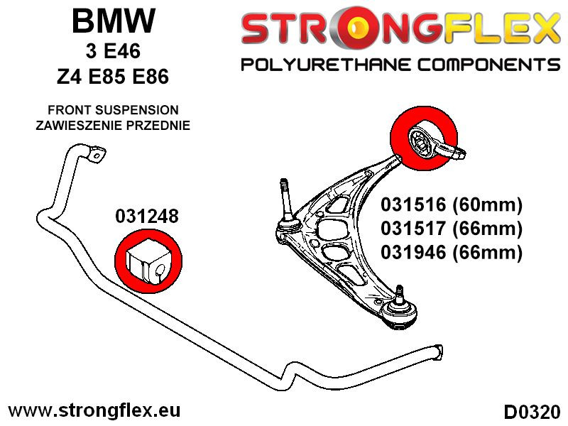 Buissons à bras inférieur avant - Sport excentrique de 66mm