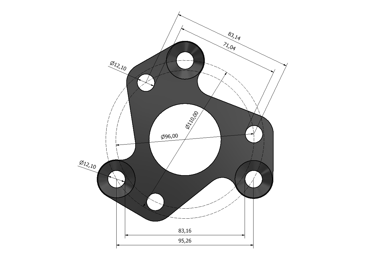 Adaptateur cardan 110mm vers 96mm ZF / boite Getrag