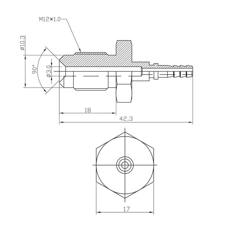 Raccord de frein mâle M12x1 (sans pivot)