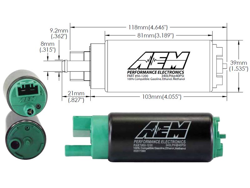 Pompe à essence AEM 320L E85 (dans le réservoir)