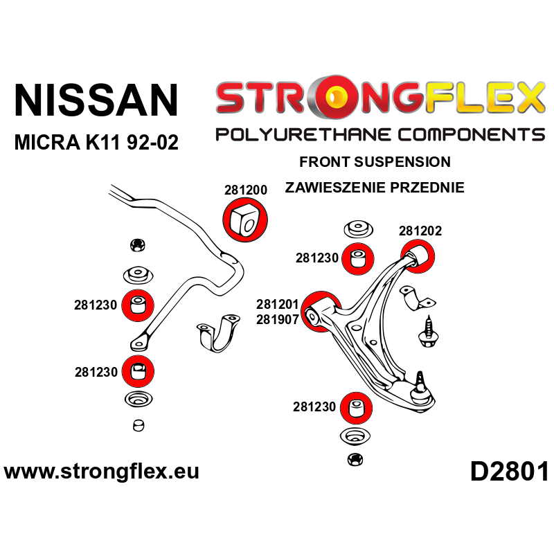 Bague de barre anti-roulis avant Strongflex Nissan Micra K11