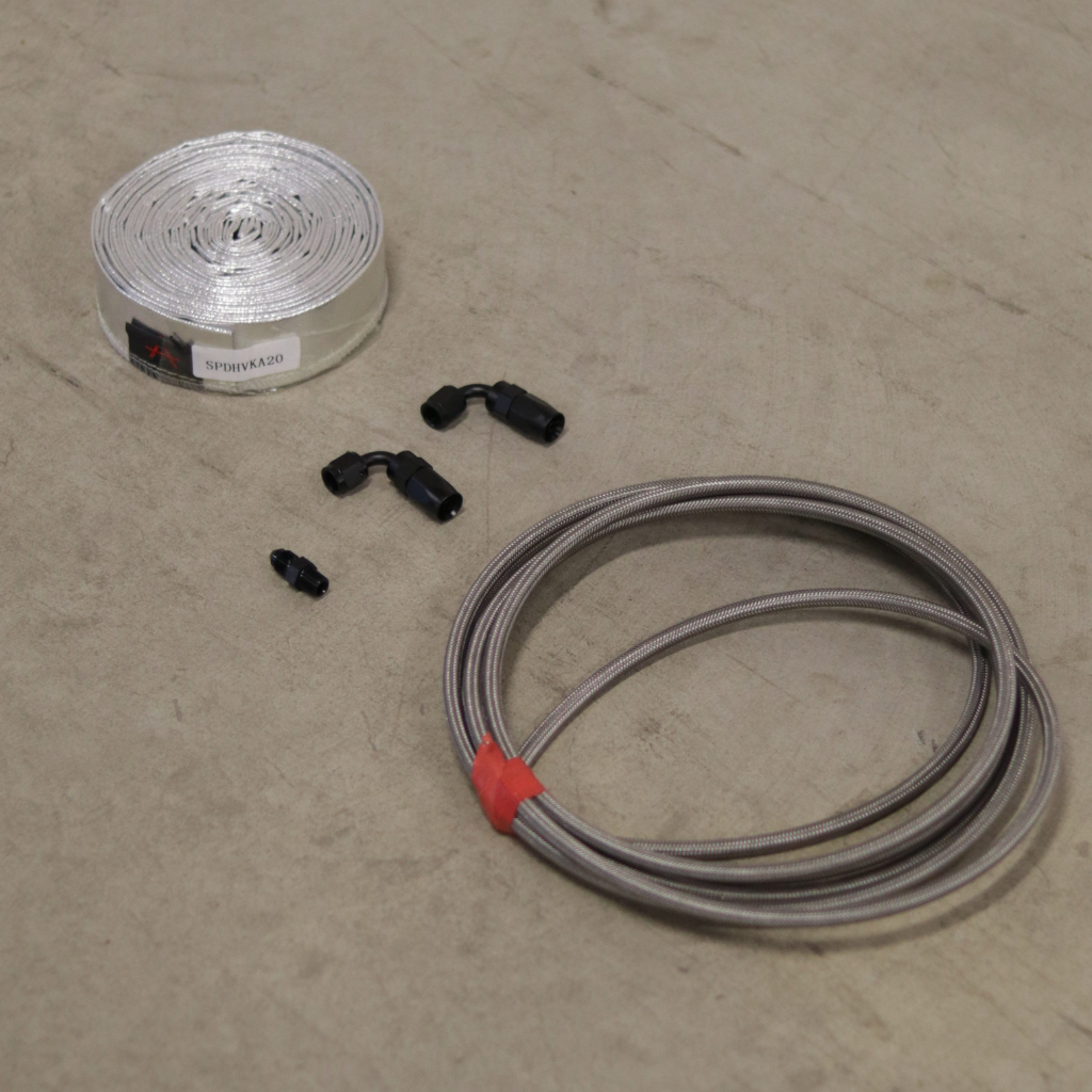 Garret Huile en Kit Turbo 2 x 90 Degrés AN4 + Bouclier Thermique Alu