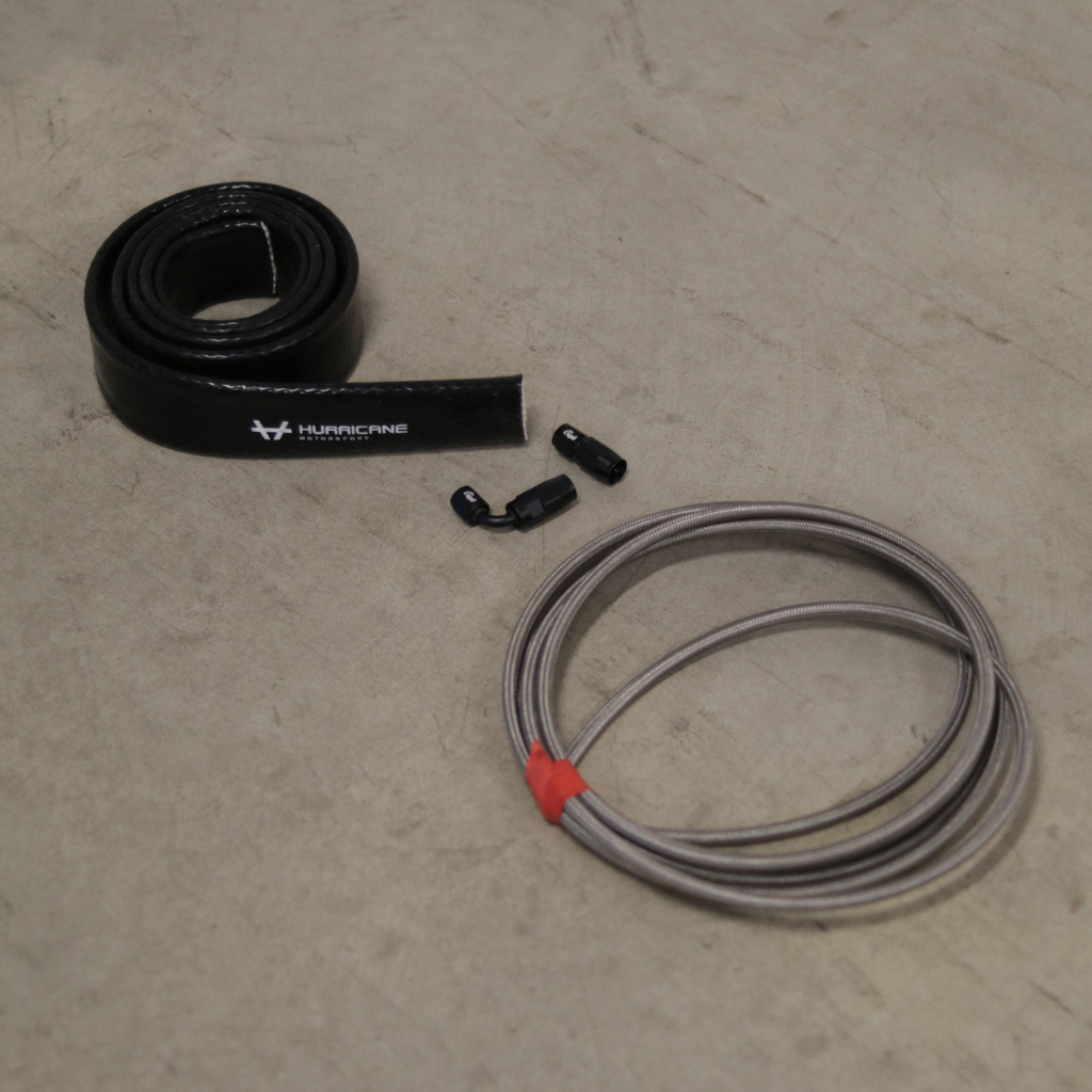 Huile en kit Turbo 1 x droit 1 x 90 degrés AN4 + chaussette de protection thermique en silicone