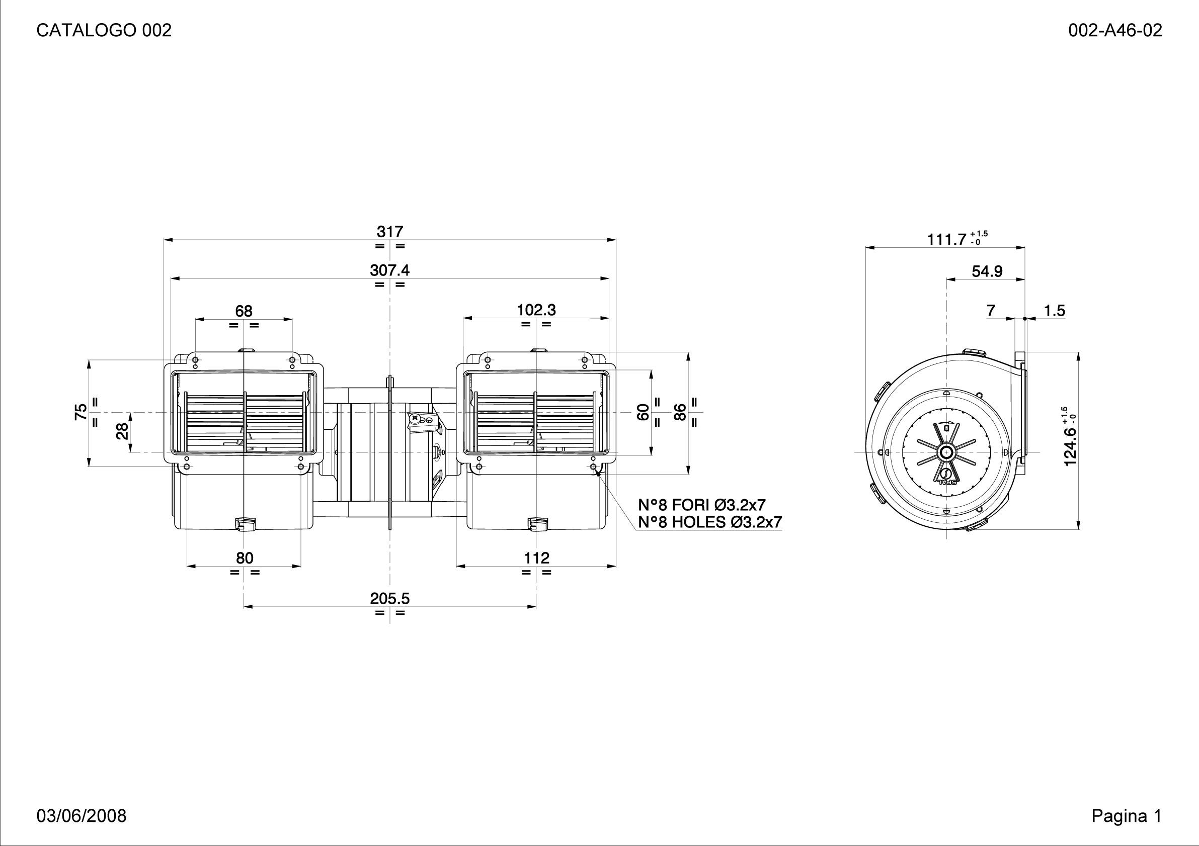 Double Ventilateur radial SPAL 600 m³/h