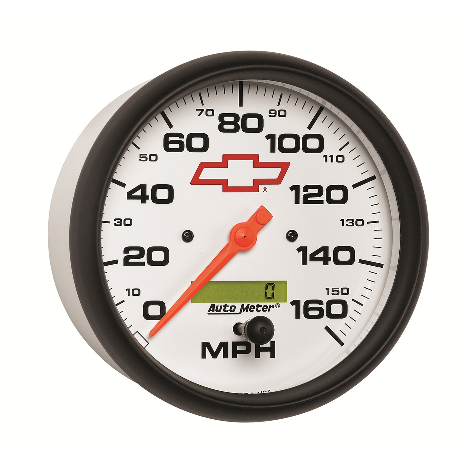 5" Speedometer, 0-160 Mph, Chevy Red Bowtie, White