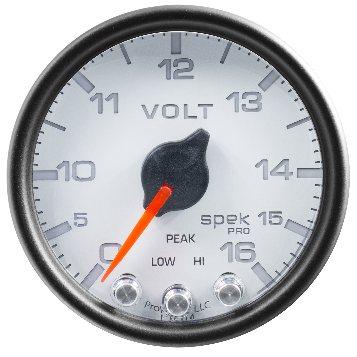 2-1/16" Voltmeter, 0-16v, Spek-Pro, White/Black