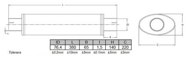 Muffler 3" mini Inoxydable