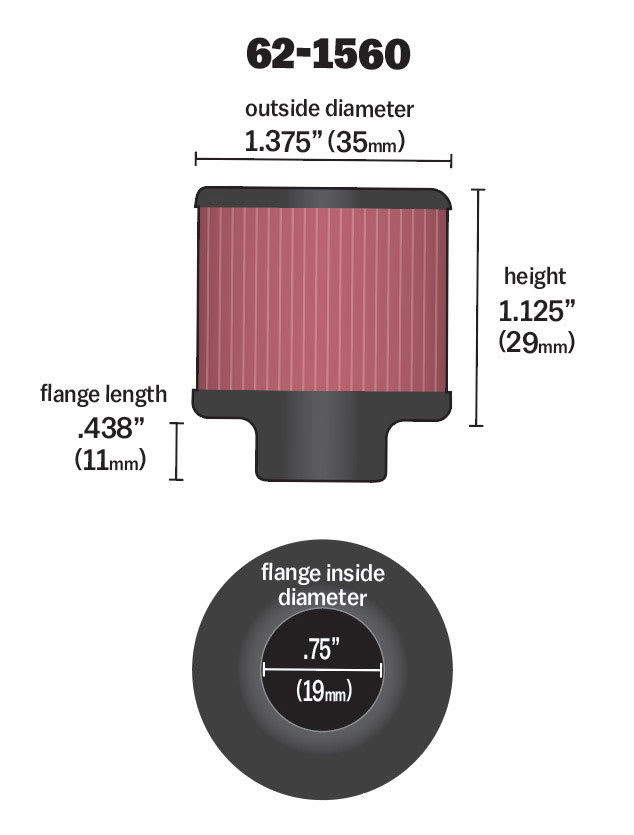 Filtre de carter K & N 19mm (0,75" )