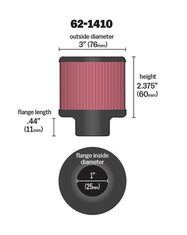 Filtre de carter K & N 25mm (1" )