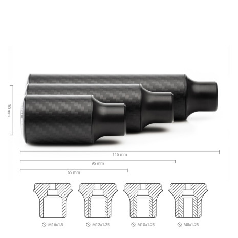 Bouton d'engrenage carbone caverneux (finition brillante)