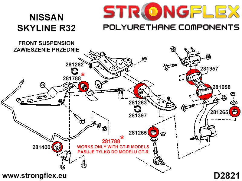 Bras de contrôle de la piste interne avant Bush 38mm Sport