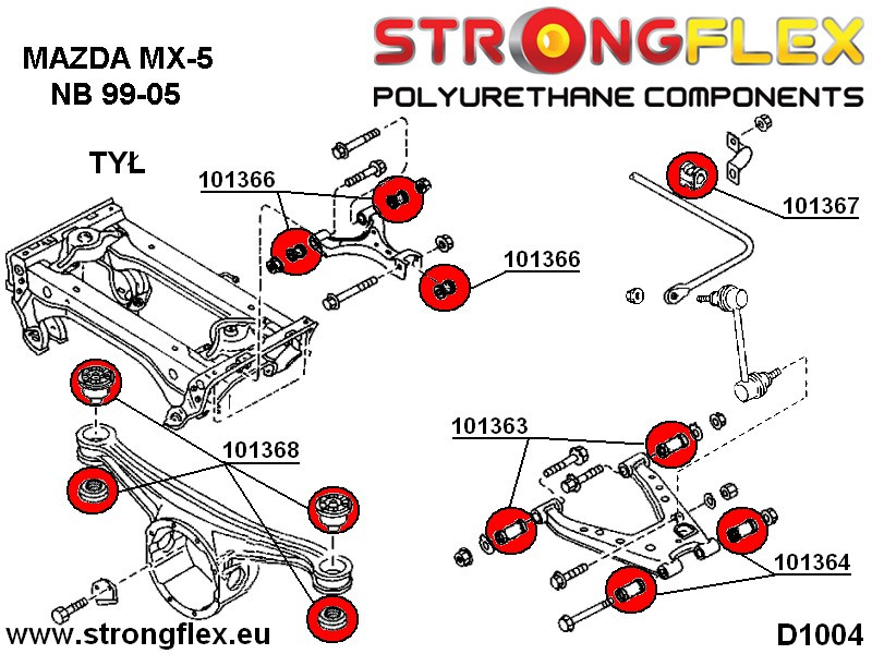 Kit de brousse de polyuréthane à suspension arrière Sport