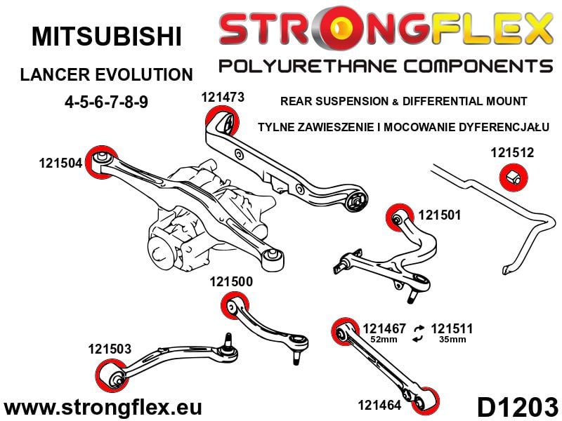 Kit de buisson de suspension arrière Sport
