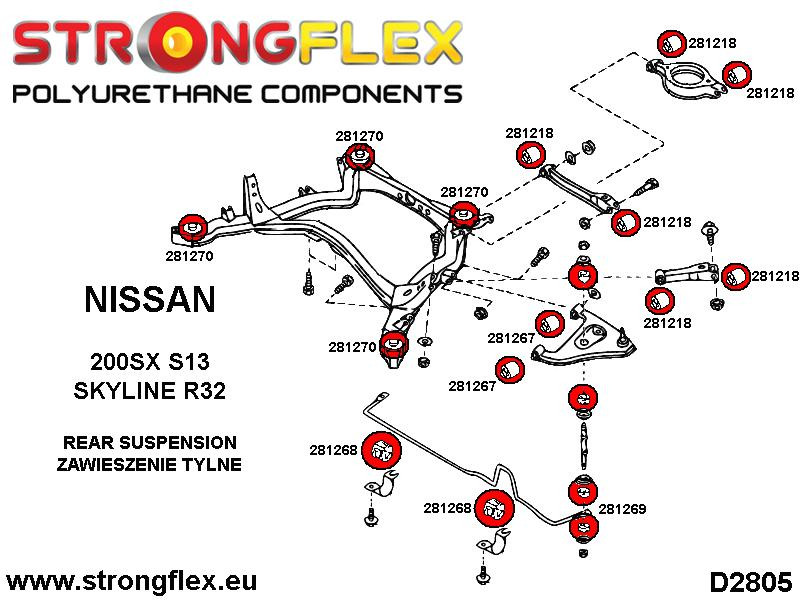 Kit de buisson de suspension arrière Sport
