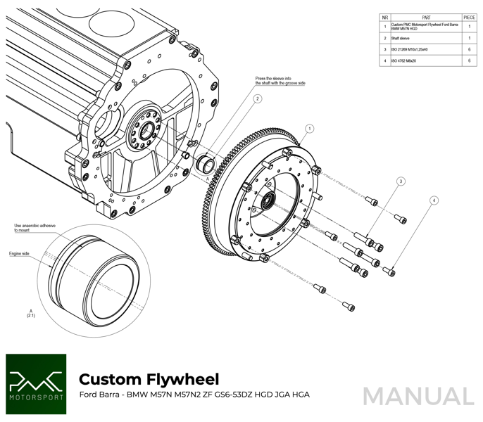 Kit d'adaptateur Ford Barra Engine - Boîte de vitesses BMW M57N