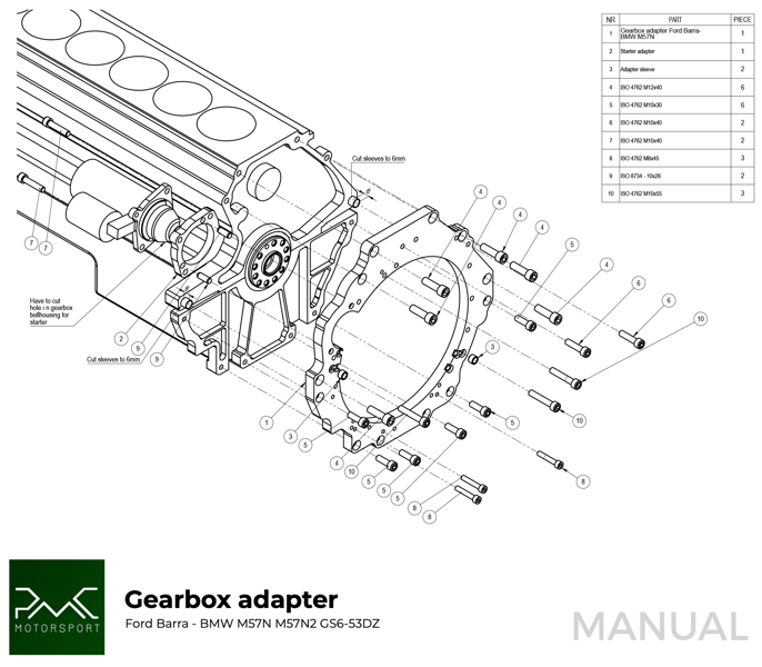 Assiette Adapter Ford Barra