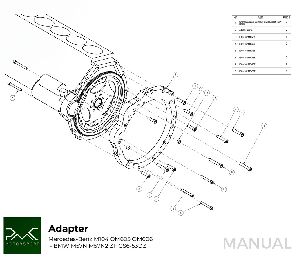 PMC Gearbox adapter kit M104 / OM605 / OM606 - GS6-53xx