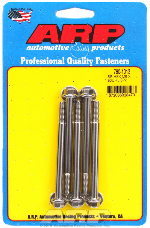 M6 x 1.00 x 80 hex SS bolts (5pcs)