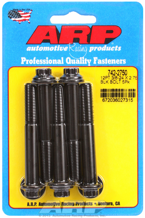 "3/8""-24 x 2.750 12pt black oxide bolts" (5pcs)