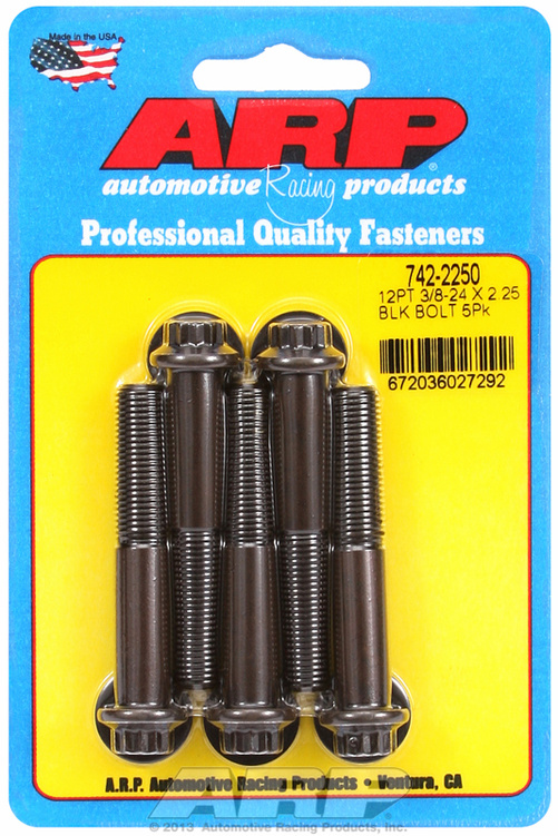 "3/8""-24 x 2.250 12pt black oxide bolts" (5pcs)