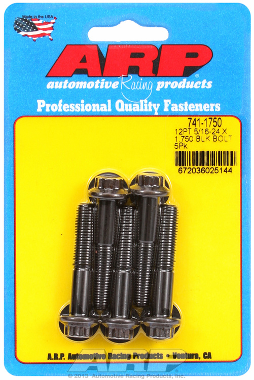 "5/16""-24 x 1.750 12pt black oxide bolts" (5pcs)