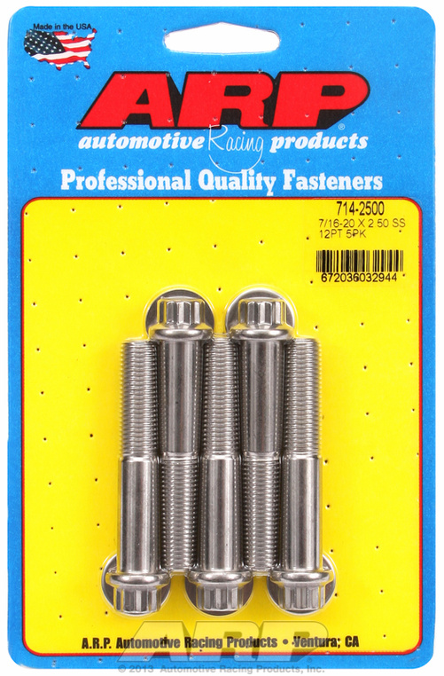 "7/16""-20 x 2.500 12pt SS bolts" (5pcs)