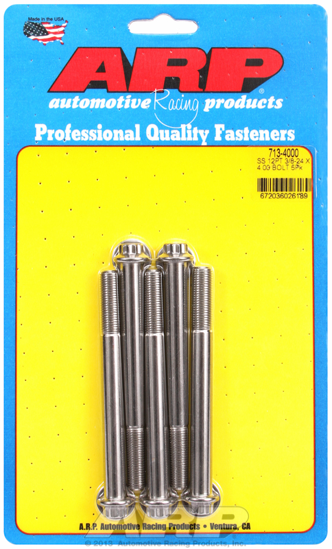 "3/8""-24 x 4.000 12pt SS bolts" (5pcs)