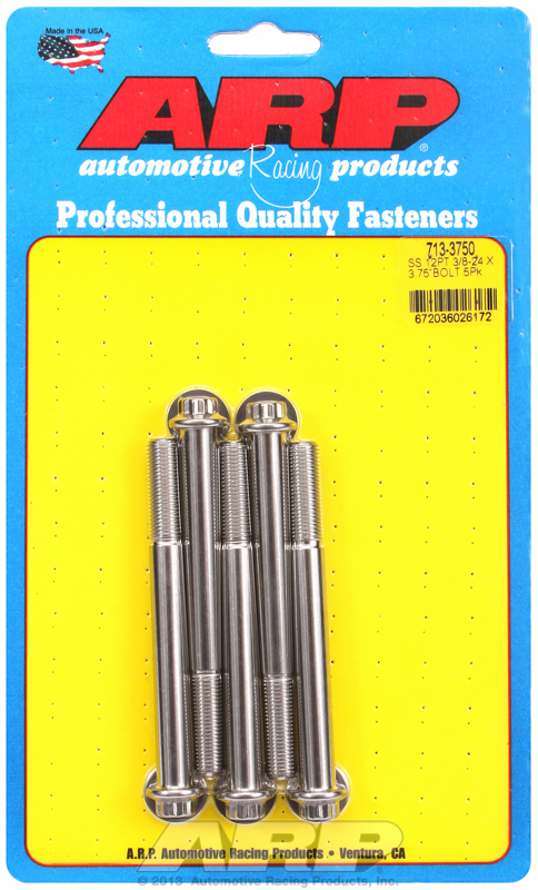 "3/8""-24 x 3.750 12pt SS bolts" (5pcs)