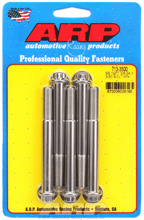 "3/8""-24 x 3.500 12pt SS bolts" (5pcs)