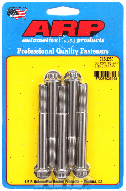 "3/8""-24 x 3.250 12pt SS bolts" (5pcs)