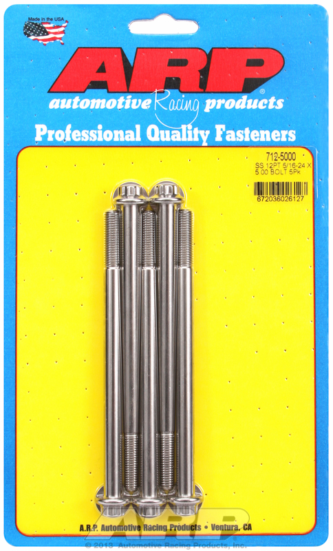 "5/16""-24 x 5.000 12pt SS bolts" (5pcs)