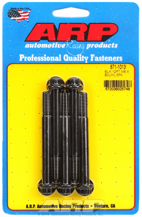 M8 x 1.25 x 80 12pt black oxide bolts (5pcs)
