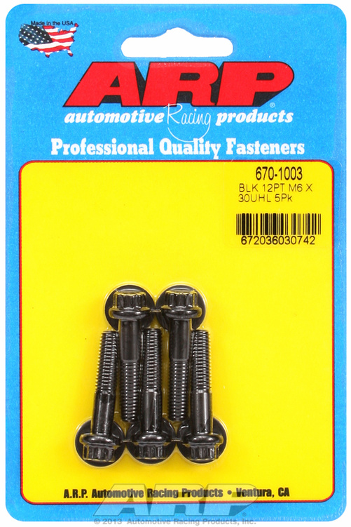 M6 x 1.00 x 30 12pt black oxide bolts (5pcs)