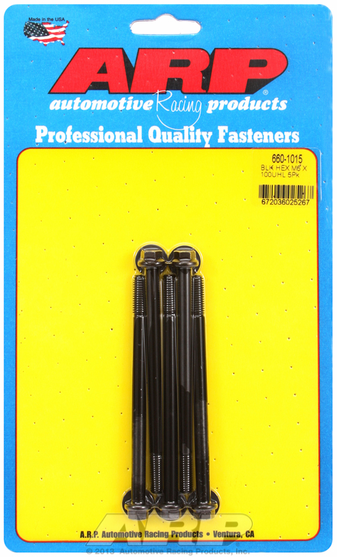 M6 x 1.00 x 100 hex black oxide bolts (5pcs)