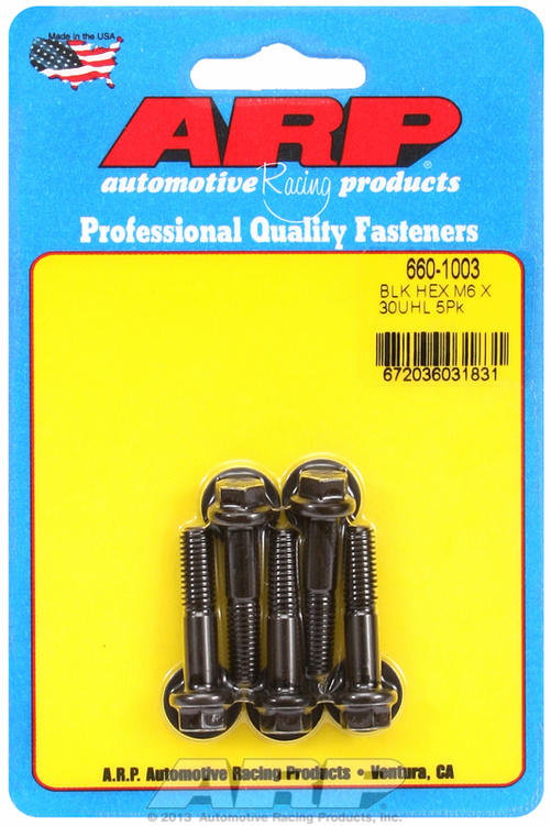 M6 x 1.00 x 30 hex black oxide bolts (5pcs)