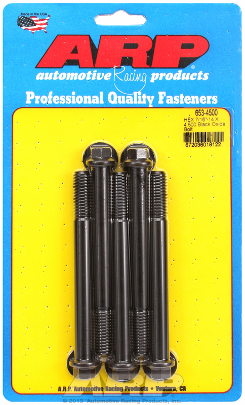 "7/16""-14 X 4.500 hex black oxide bolts" (5pcs)