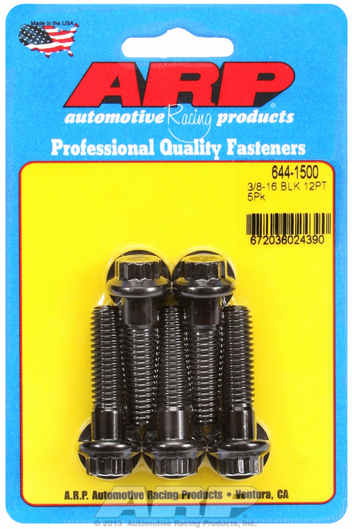 "3/8""-16 x 1.500 12pt 7/16 wrenching black oxide bolts"5pcs