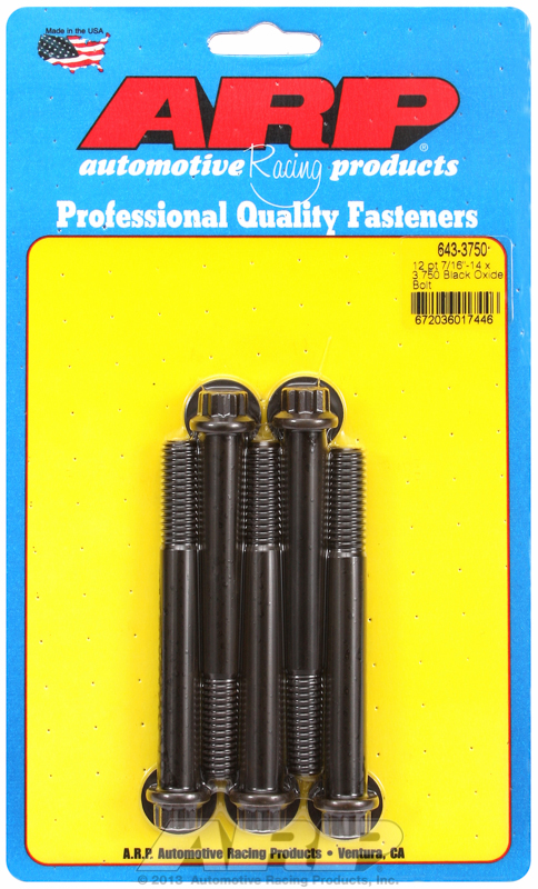 "7/16""-14 x 3.750 12pt black oxide bolts" (5pcs)