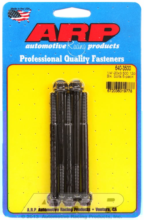 "1/4""-20 x 3.500 12pt black oxide bolts" (5pcs)