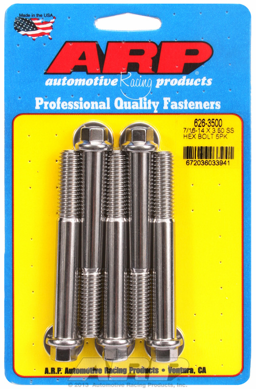 "7/16""-14 X 3.500 hex SS bolts" (5pcs)
