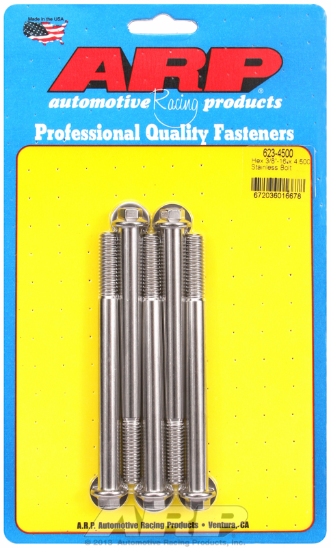 "3/8""-16 x 4.500 hex SS bolts" (5pcs)