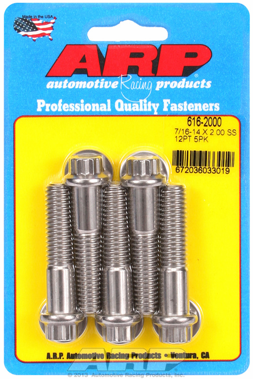 "7/16""-14 X 2.000 12pt SS bolts" (5pcs)