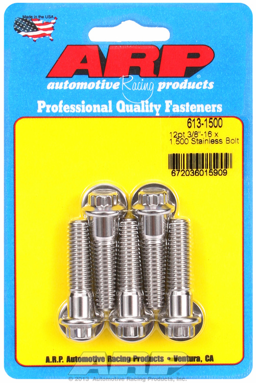 "3/8""-16 x 1.500 12pt SS bolts" (5pcs)