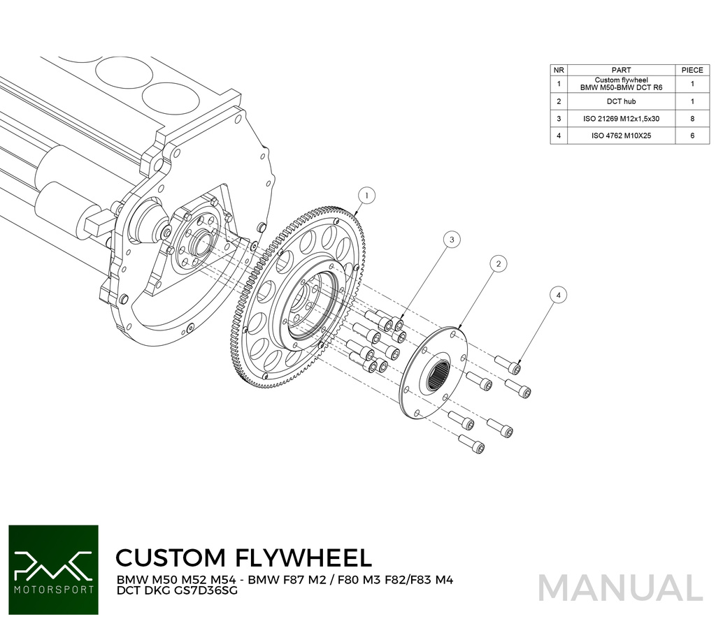 PMC adapter kit BMW M50 S50 M52 S52 M54 S54 - BMW DCT GS7D36SG