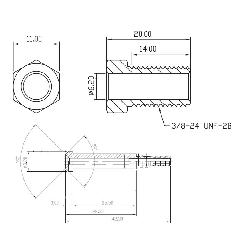 Raccord de frein mâle 3/8-24 Inox (pivotant)