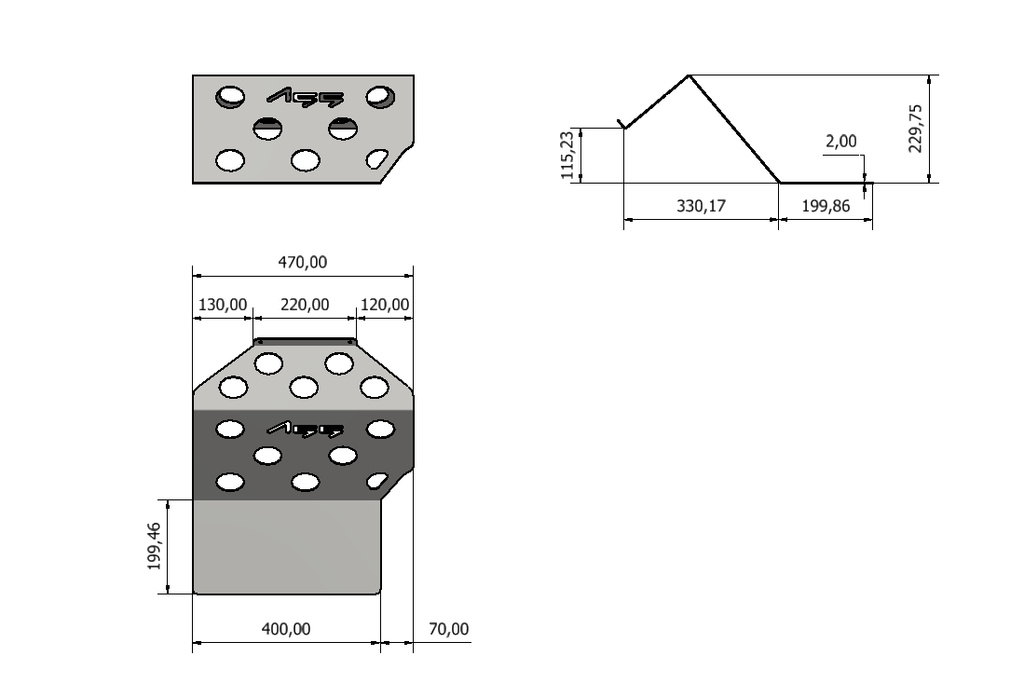 Footrest aluminum, passenger side RHD - Universal