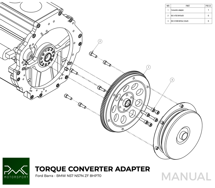 PMC Trousse d'adaptation Ford Barra - BMW N57N N57 ZF 8HP70