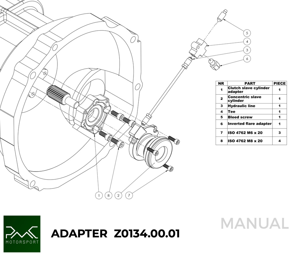 PMC Trousse d'adaptation Honda K - Mazda RX-8 5-speed - 240mm / 9.45"