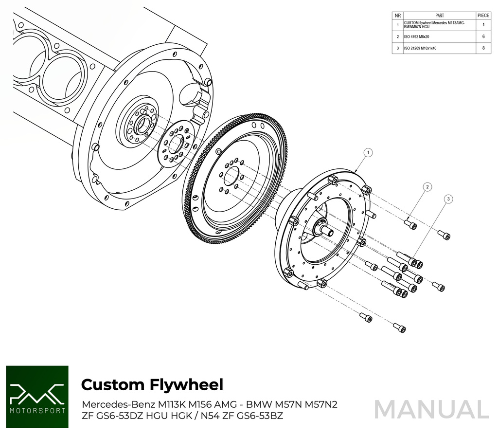 PMC RACE STAGE 1 Mercedes-Benz M113 - BMW M57N HGU HGK / N54 - 240mm / 9.45"