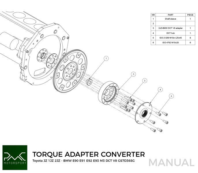 PMC Trousse d'adaptation Toyota JZ - BMW DCT DKG Getrag GS7D36SG V8